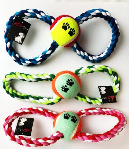Hundelegetøj  8 talsreb  med bold