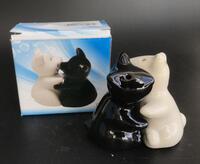 Katte Salt/Peber sæt i porcelæn